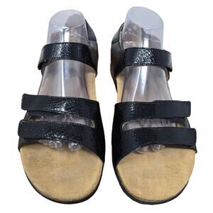 VIONIC Valencia Black Faux Croc Design Adjustable Straps Women's Sandals 11
